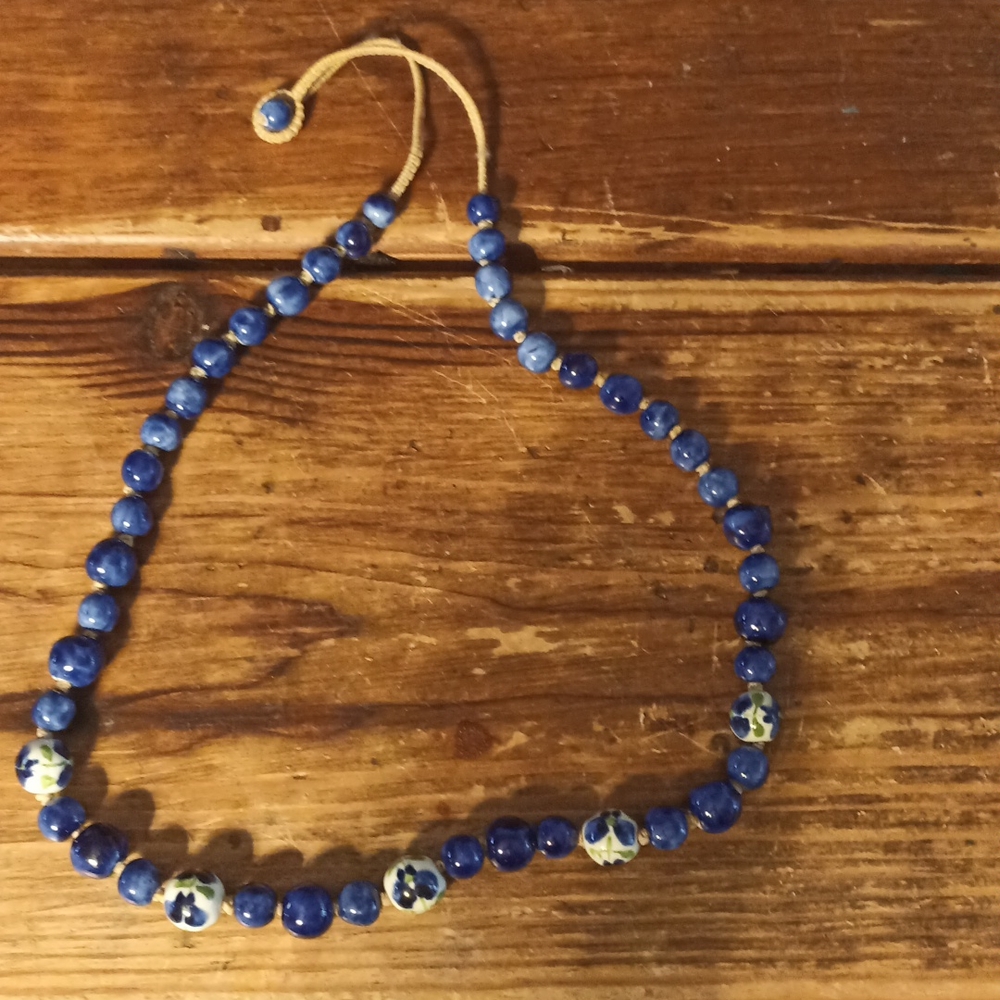 Blue bead necklace